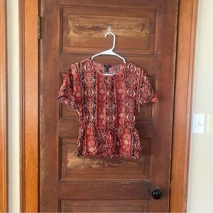 Forever 21 Red and Black Patterned Blouse